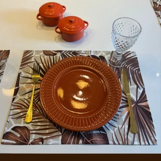Kit Jogo Americano 34x45cm 4 ou 6 Peças, Impermeável Watter Mesa Posta Adão Marrom - Lizil Decor em Oferta na Shopee