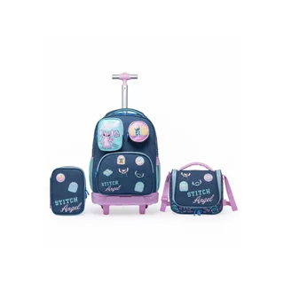 Kit Mochila Rodinha Stitch Disney Escolar  Estojo Lancheira Espaçosa em Oferta na Shopee