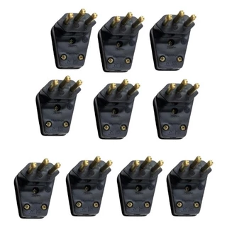 Plug Macho Triangular 90º Maciço Prensa Cabo kit 10 Amperes fino ou 20 Amperes grosso 250v plug 90 graus latão maciço