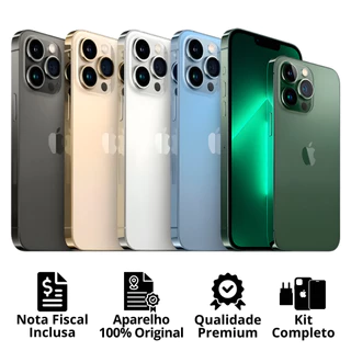 Celular iPhone 13 Pro Max (128GB) (256GB) 100% Original Apple Seminovo Vitrine Bateria 85% a 100% NF Carregador Película em Oferta na Shopee