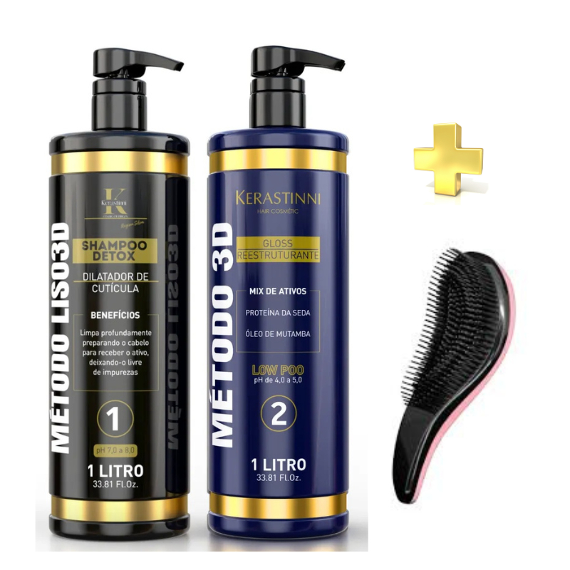 Kit Progressiva Método Liso 3D Sem Formol Profissional + Escova Magica ...