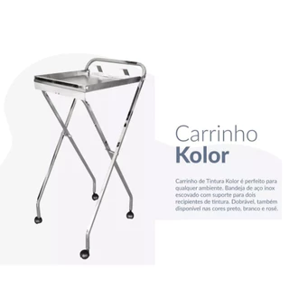 Carrinho Auxiliar Cabelereiro Para Tintura e Química Profissional Inox
