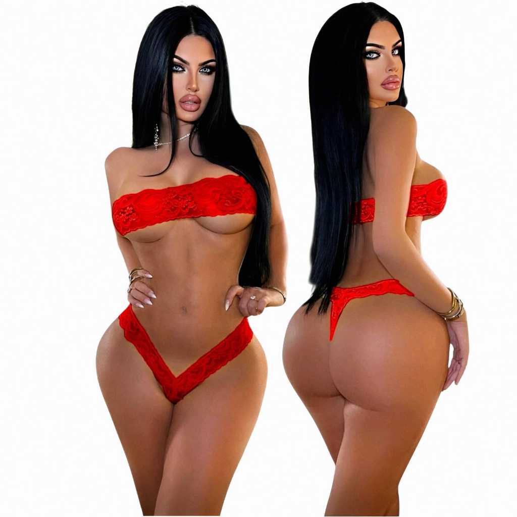 Conjunto de lingerie de renda fio dental de luxo romântica sensual noite 3072