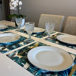 Kit Jogo Americano 4 ou 6 Peças 34x45cm Impermeável Watter Mesa Posta Verde Folha - Lizil Decor em Oferta na Shopee