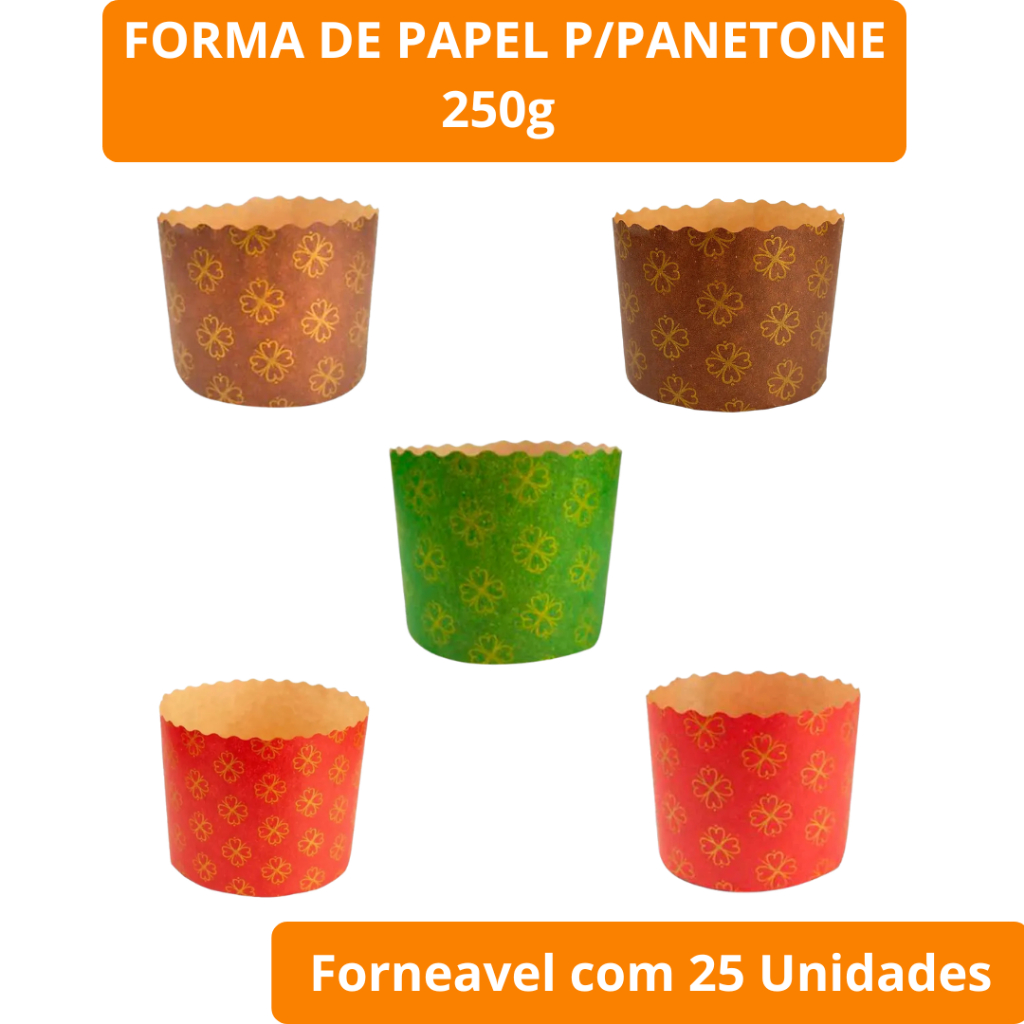 Forma de Papel Para Panetone 250g - 25 Unidades