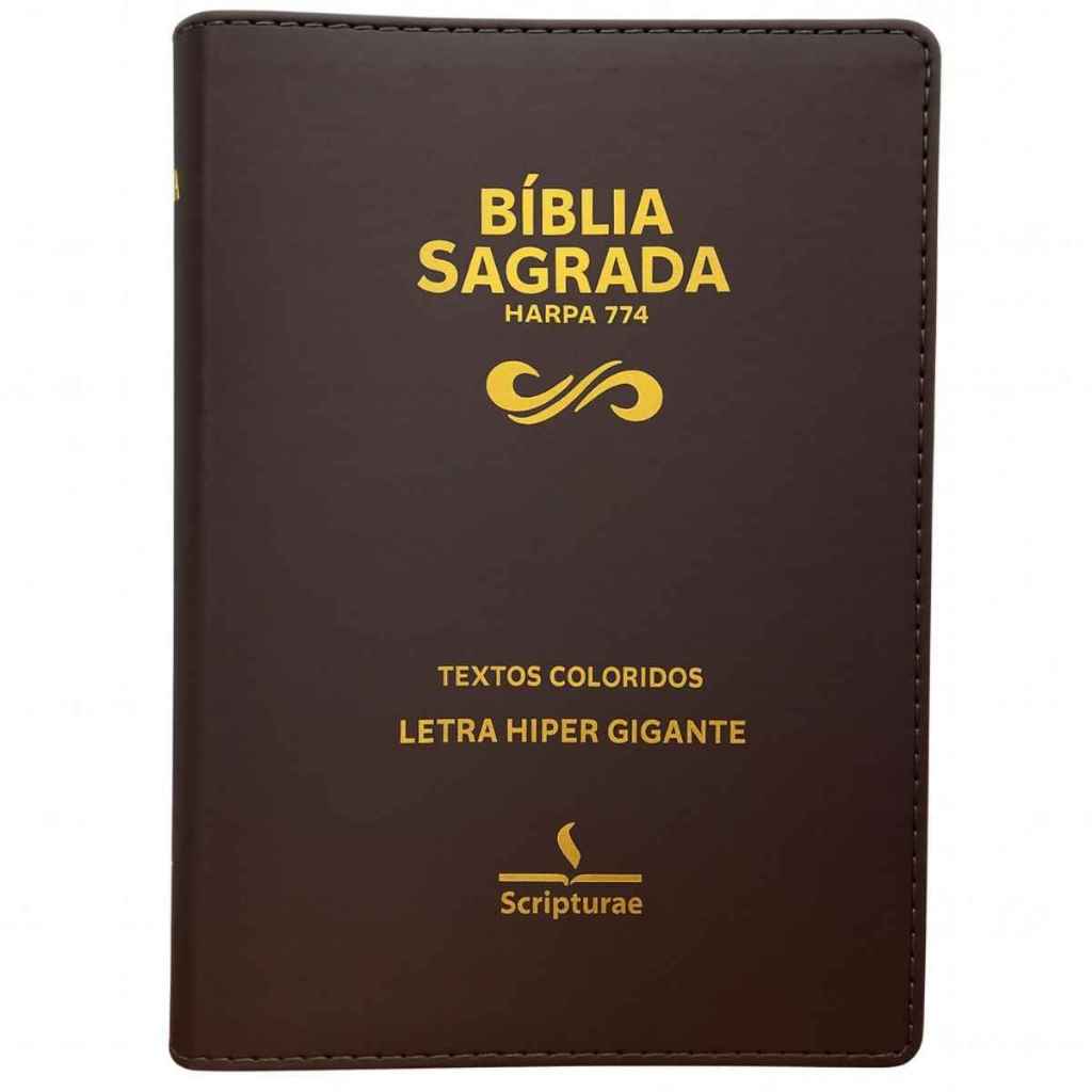 Bíblia Sagra Letra Hiper Gigante Harpa cristã Texto Colorido Capa Luxo ...