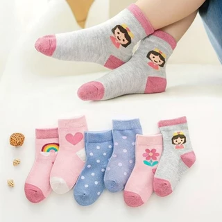 Kit 12 Pares de Meias Infantil Feminina Estampada Coloridas Algodão Macio e Confortável em Oferta na Shopee