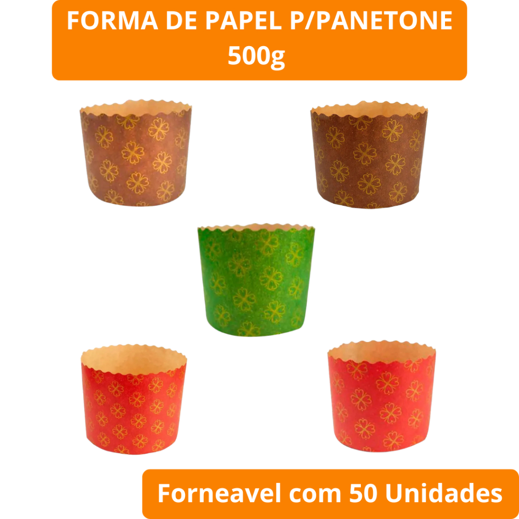 Forma de Papel Para Panetone 500g - 50 Unidades
