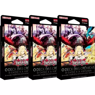 Yugioh Kit 3 Deck Das Crônicas: O Caído e a Virtuosa Cartas Metalizadas Português Konami