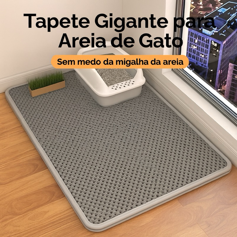 Tapete Para Gato Coletor De Areia p/ Gatos Dupla Camada – Colmeia, Impermeável e Lavável