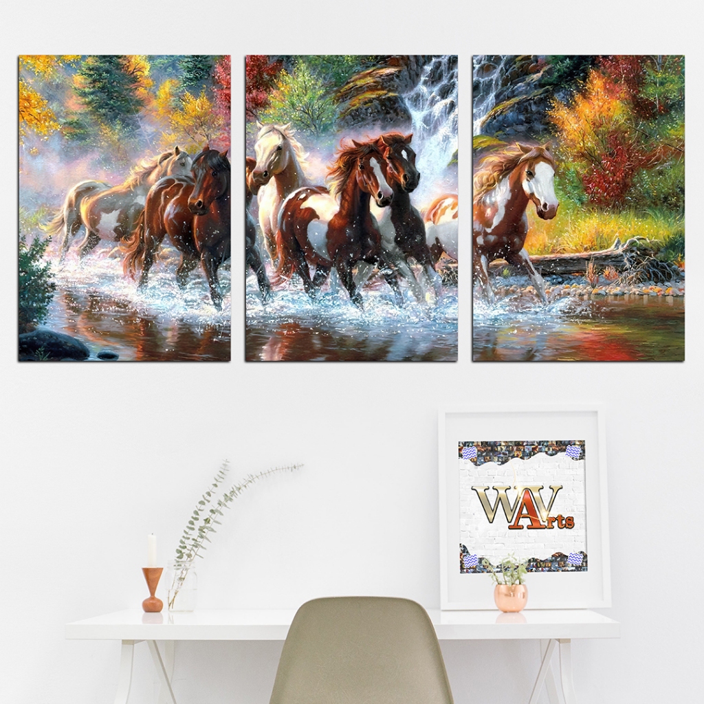 Kit 3 ou 4 Placas Decorativas – Cavalos Selvagens em Movimento – 28x40cm | Laminadas e Prontas para Pendurar