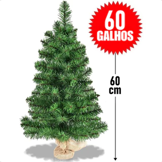 Árvore De Natal Pequena Pinheiro Luxo 60cm - 60 Galhos Verde/Nevada
