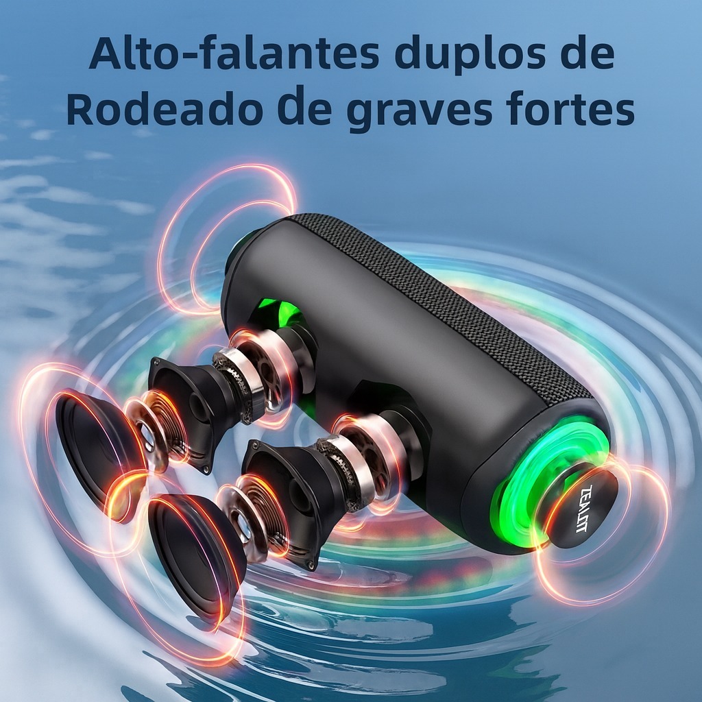 ZEALOT MP2 Caixa De Som Bluetooth 5.4 20w Prova Dágua Ipx4 Led Rgb