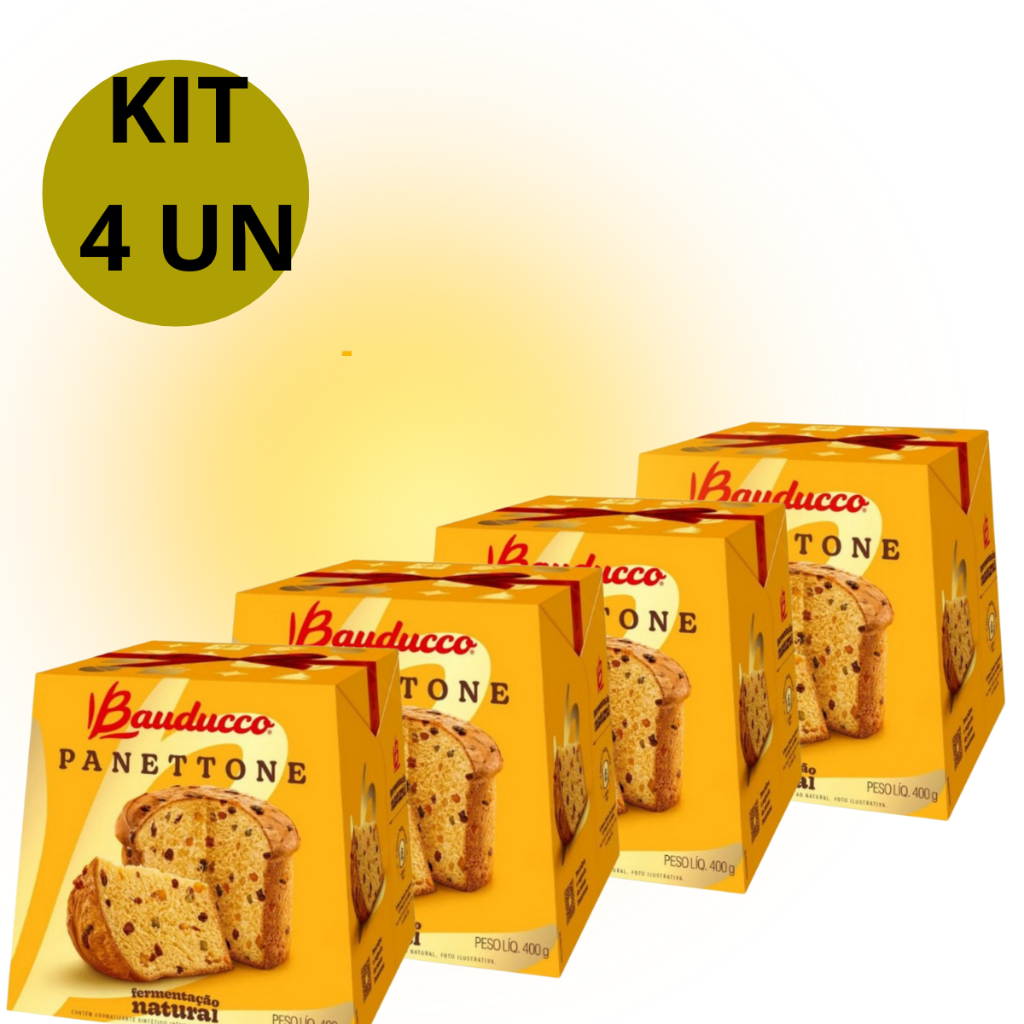 KIT 4 Panettone Bauducco Frutas 400g