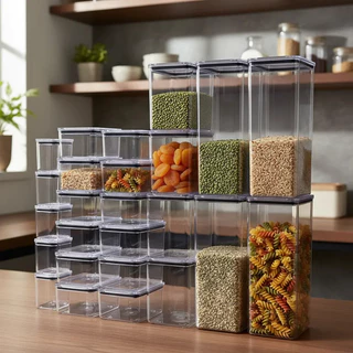 Kit 25 Potes Herméticos Acrílicos 4 Tamanhos Organização em Oferta na Shopee