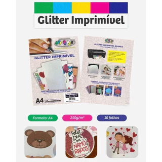 Papel Glitter Imprimível A4 250g 10 Folhas