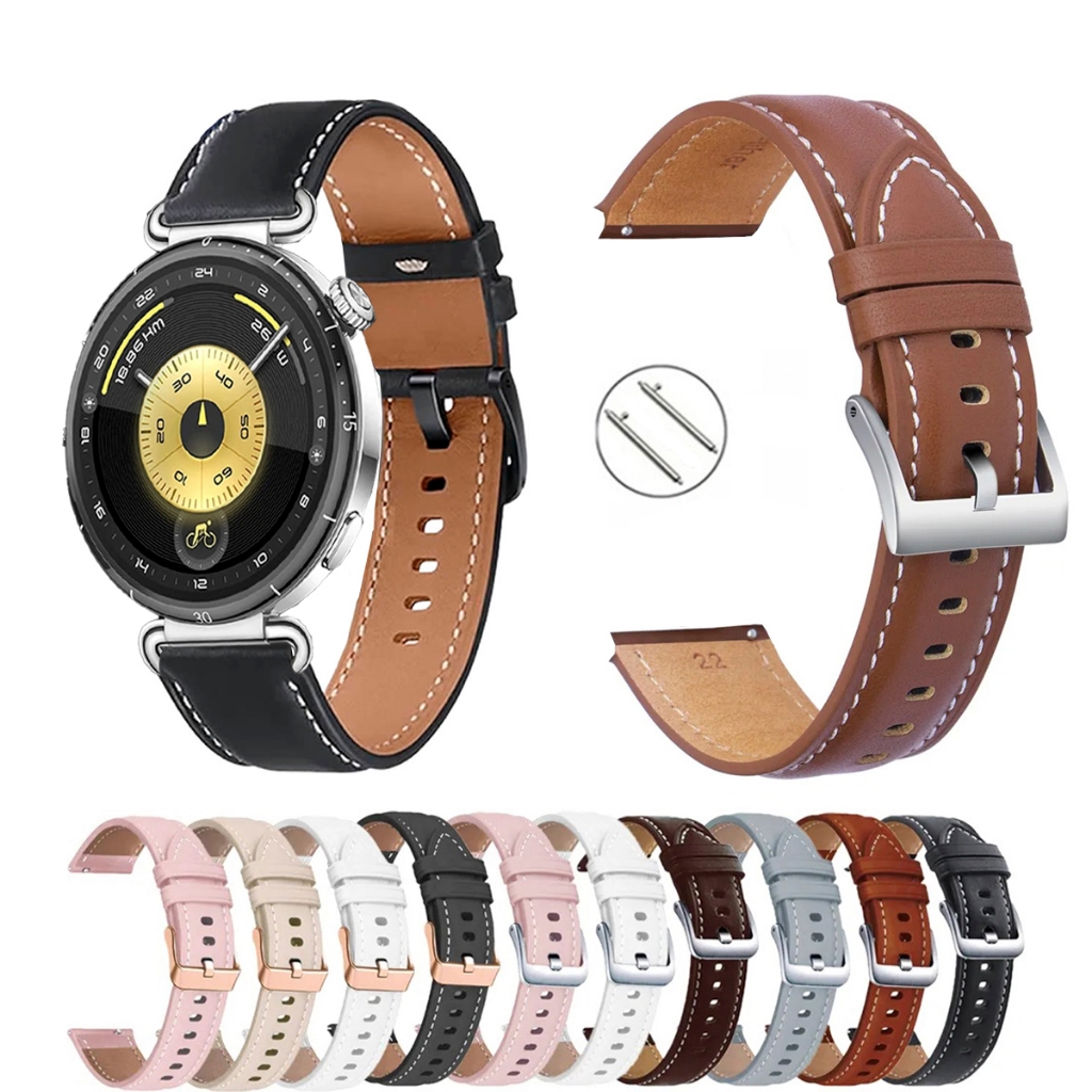 Pulseira 18mm de Couro para Smartwatch Huawei Watch GT6 41mm de Engate Rapido
