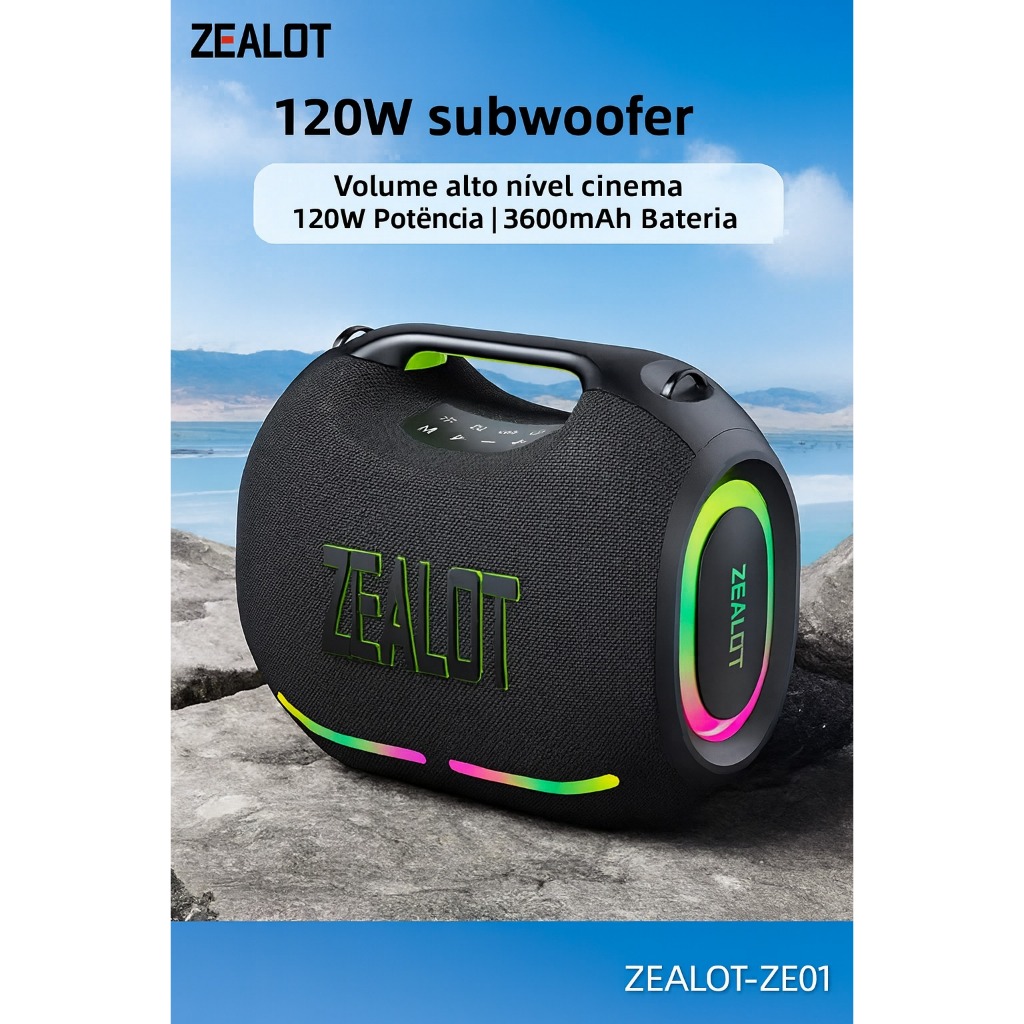 ZEALOT-ZE01 Caixa De Som Bluetooth 5.4 Portátil À Prova D'agua