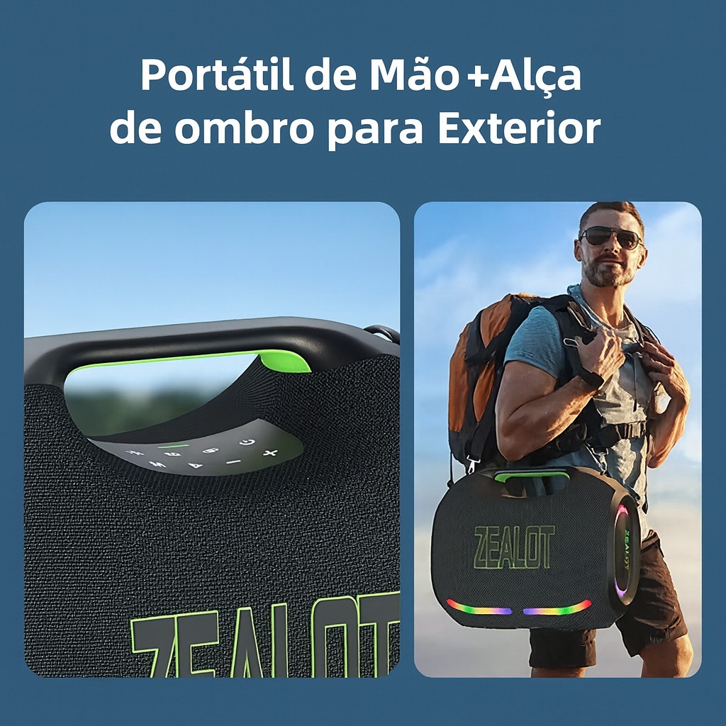 ZEALOT-ZE21 Caixa De Som Bluetooth 5.3 Portátil Prova Dágua IPX6