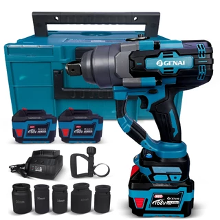 Chave de Impacto 168V 3000N.m 1500W Motor Sem Escova - Kit com 2 Baterias e Maleta