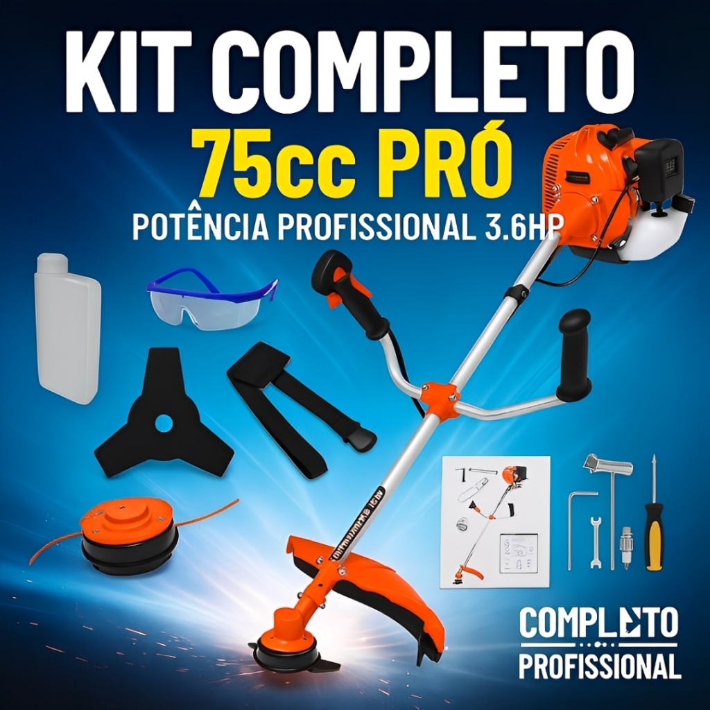 Roçadeira Profissional Nakasaki NK7500 Pró 75cc Gasolina 3.6hp 2