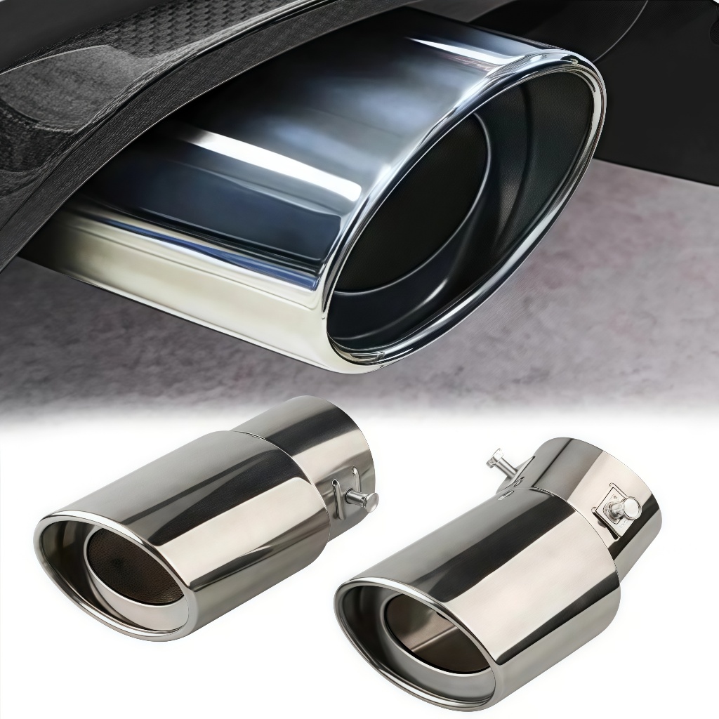 Ponteira Escapamento Prata Tuning Esportivo Carro Universal Parafuso Alumínio Veicular Automotivo