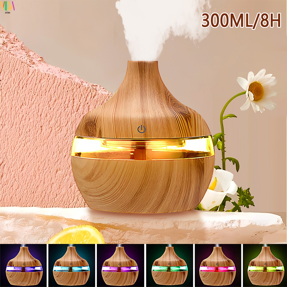 Umidificador de Aromaterapia 7 Iuzes Coloridas Temporizador de 8 Horas Umidificação Aromaterapia 2 em 1 Super Prático | Shopee Brasil