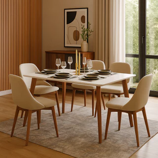 Mesa De Jantar Retangular 120x80 Pes Madeira 4 Lugares Design Moderno e Sofisticado Sala e Cozinha em Oferta na Shopee