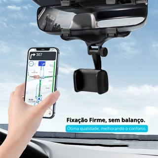 Suporte de telefone para carro, suporte de telefone para espelho retrovisor, giratório, estável