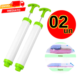 Kit 2 Bomba De Ar Sucção Manual Plástica Para Saco A Vácuo Organizador Portátil Resistente e Leve