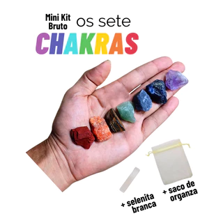 Kit 7 Chakras Bruto Pequeno + Selenita Branca + Saco Organza 8 Cristais Mini Kit Les Energie em Oferta na Shopee