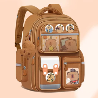Mochila de capybara com estampa de desenho animado - Grande capacidade, leve e durável com vários bolsos, alças ajustáve