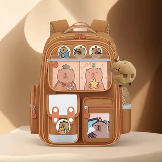 Mochila Capybara Fofa - Grande Capacidade, com Fecho de Zíper, Compartimento para Tablet e Alças Ajustáveis kwai