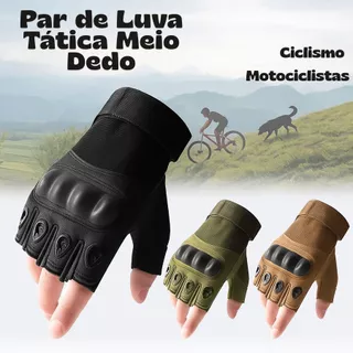 Luva Academia Tática Meio Dedo para Motociclistas Motoqueiros com Proteção Antiderrapante Moto Bike