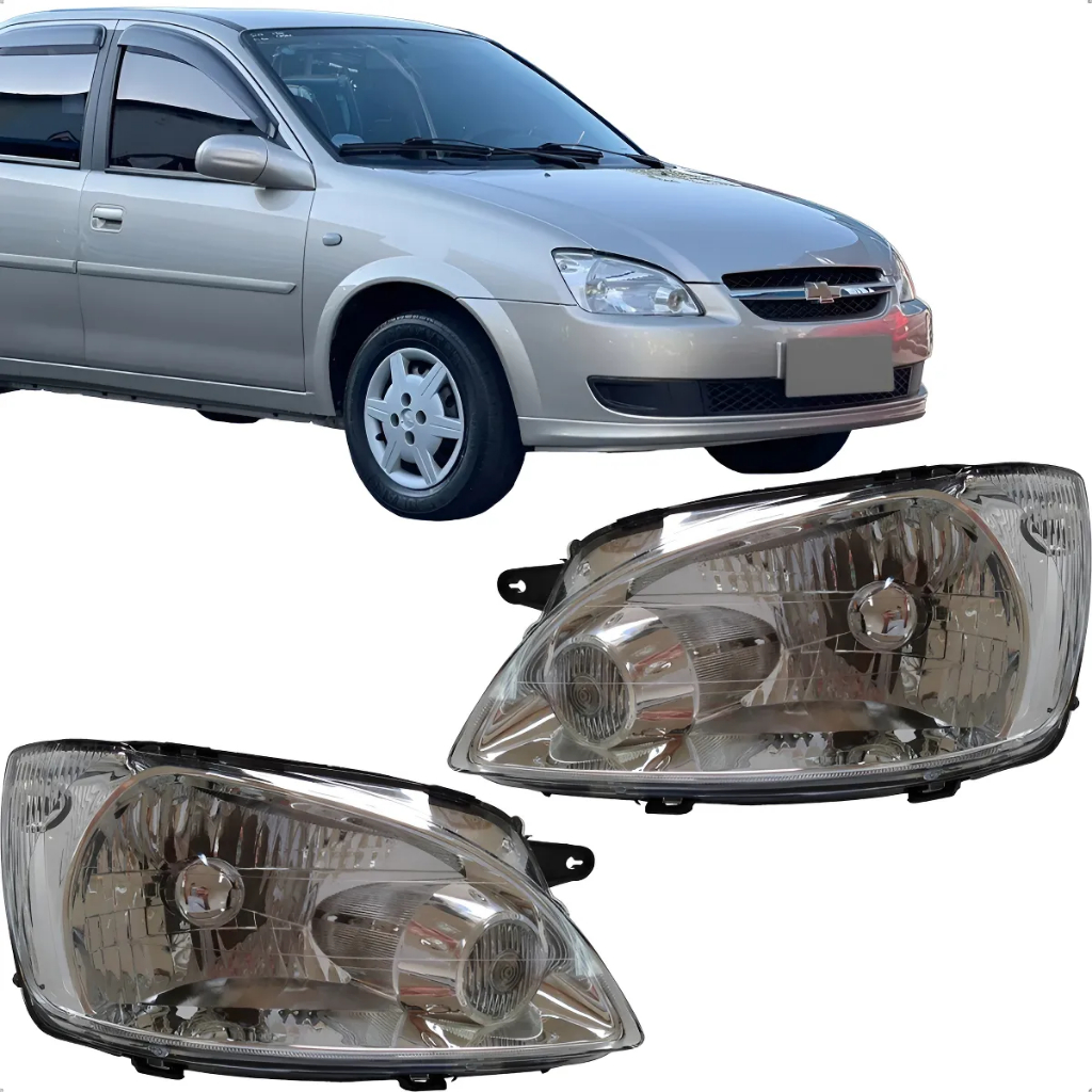 Farol Corsa Classic 2011 2012 2013 2014 2015 2016 Cromado | Shopee Brasil
