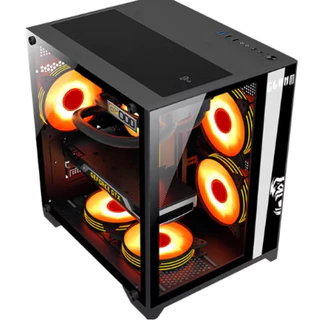 Gabinete Aquario Gamer Clanm, com FANS! ATX E MICRO ATX COM 5 FANS RGB MOLEX