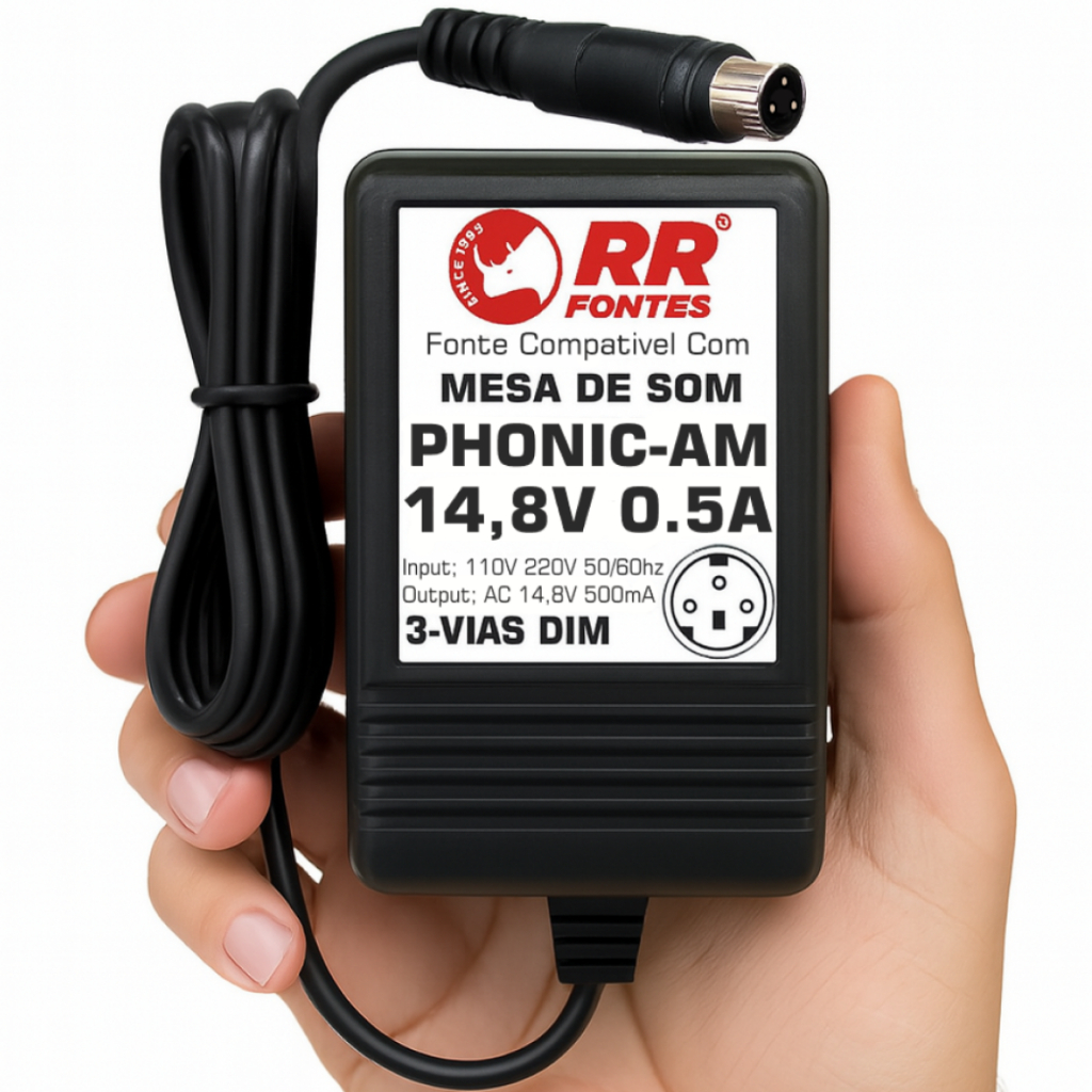 Fonte Mesa Phonic Am 25 55 85 105 125 Fx Ac 14,8vac 500mA | Shopee