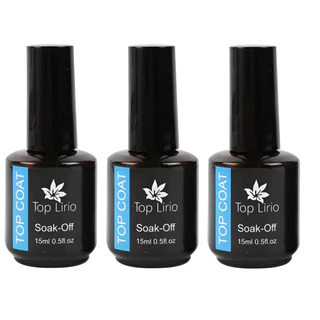 KIT 3 Top Coat Lirio SOAK OFF Selante UVTopcoat 15ml Extra Brilho Unha Gel Acrigel Fibra Porcelana em Oferta na Shopee