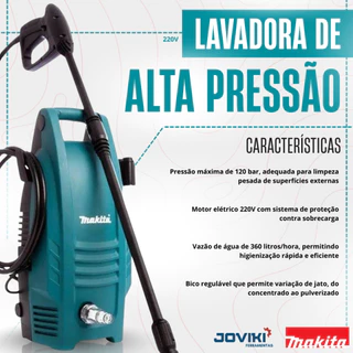 Lavadora De Alta Pressão Makita Hw101 Azul-turquesa De 1.3kw 1450 Libras 220V em Oferta na Shopee