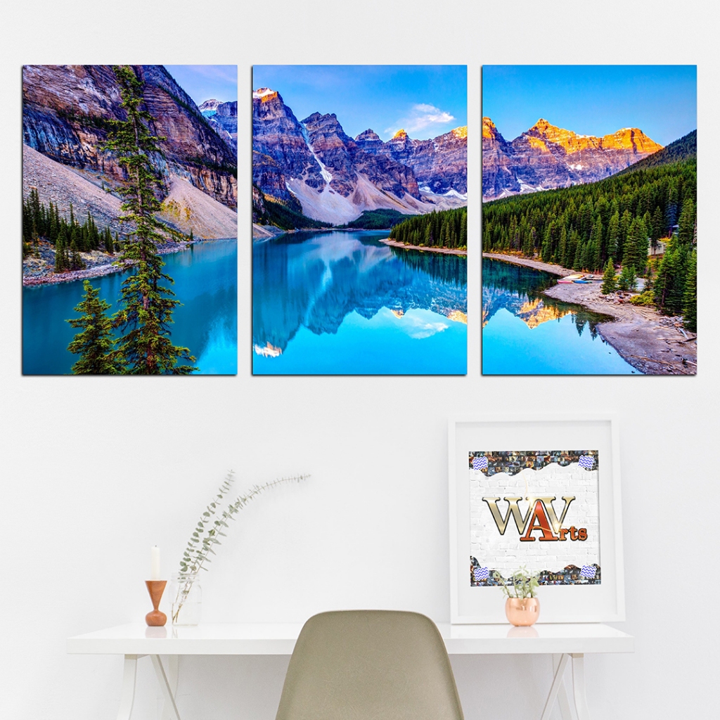 Kit de Placas Decorativas – Paisagens Naturais Coloridas 28x40cm | Campo, Céu, Praia e Floresta