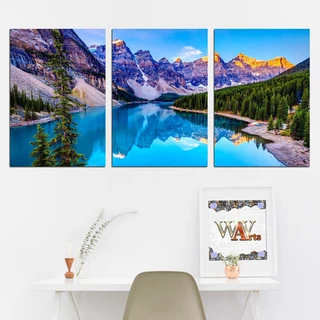 Kit de Placas Decorativas – Paisagens Naturais Coloridas 28x40cm | Campo, Céu, Praia e Floresta