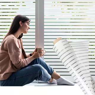 Película Jateada Persiana Adesiva para Vidros Box Decoração Privacidade Elegante Blindex Pode Lavar