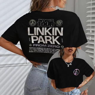 Blusa Cropped OVERSIZED Feminino Linkin Park From Zero World Tour Theory - Darknezz