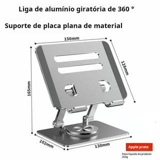 Suporte de Metal Ajustável Para Tablet Celular Notebook 10 Até 17" Giratória de 360°