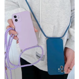 Capa Com Cordão Alça Longa Para iPhone 11,iP 12,iP 13,iP 13Pro,13Pro Max,iP 14,iP 14Pro iCrossbody Aveludada Ajustável