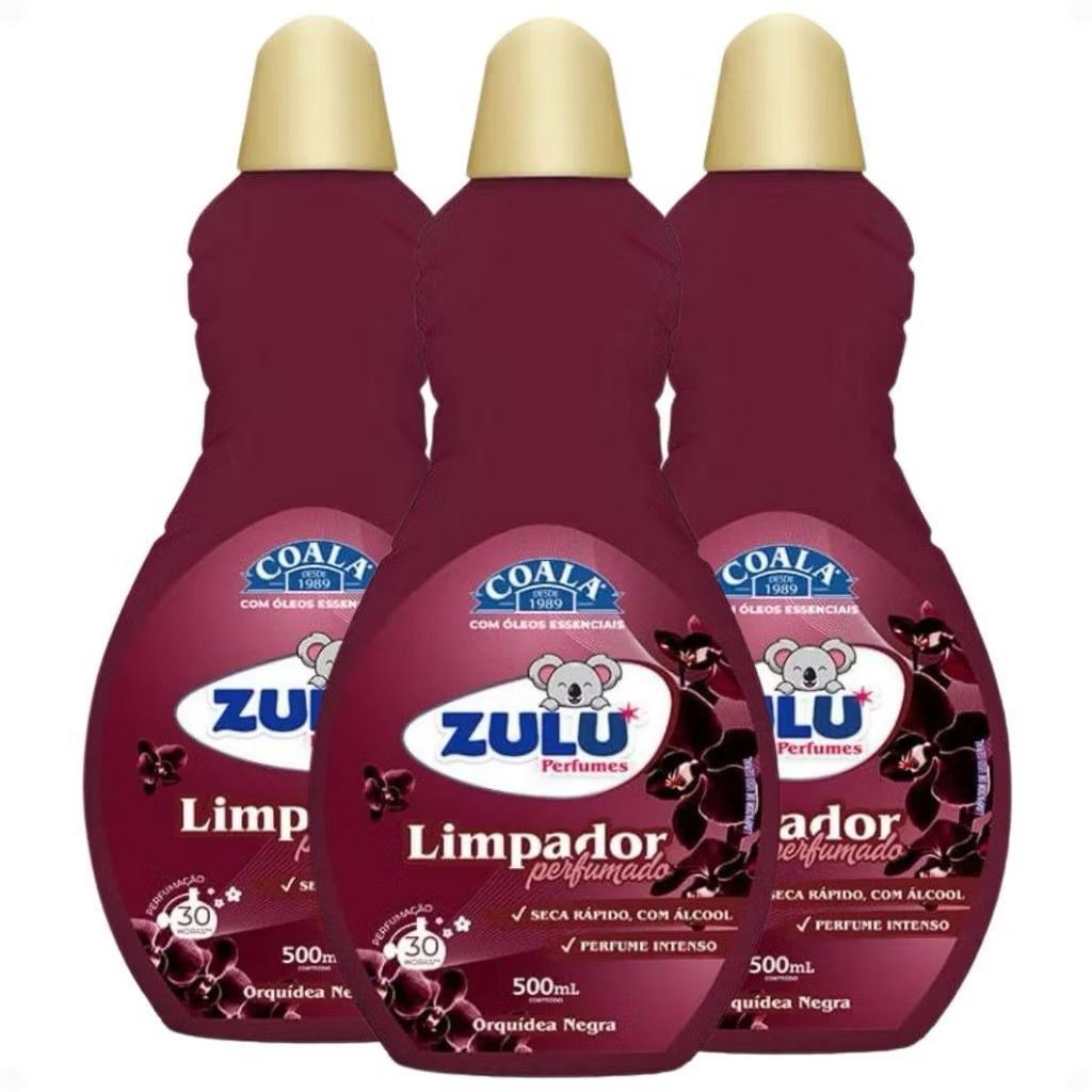 Kit 3 Limpador Multiuso Perfumado Zulu Coala 500ML Fragrância Orquidea Negra | Shopee Brasil