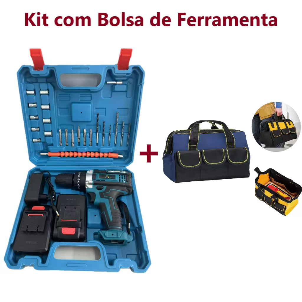Parafusadeira Furadeira Sem Fio 2 Bateria Maleta 48V | Shopee Brasil