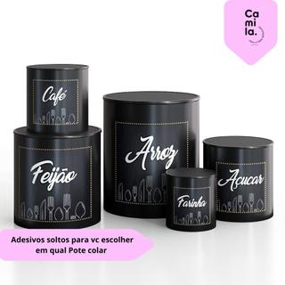 Kit 5 Potes Para Mantimentos Decorados Talher Decoração Casa Cozinha Plástico Resistente