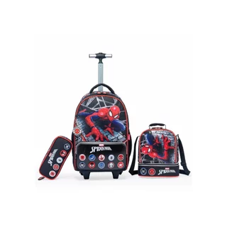 Kit Mochila Spider Man Rodinha Estojo Lancheira Escolar Marvel Infantil em Oferta na Shopee