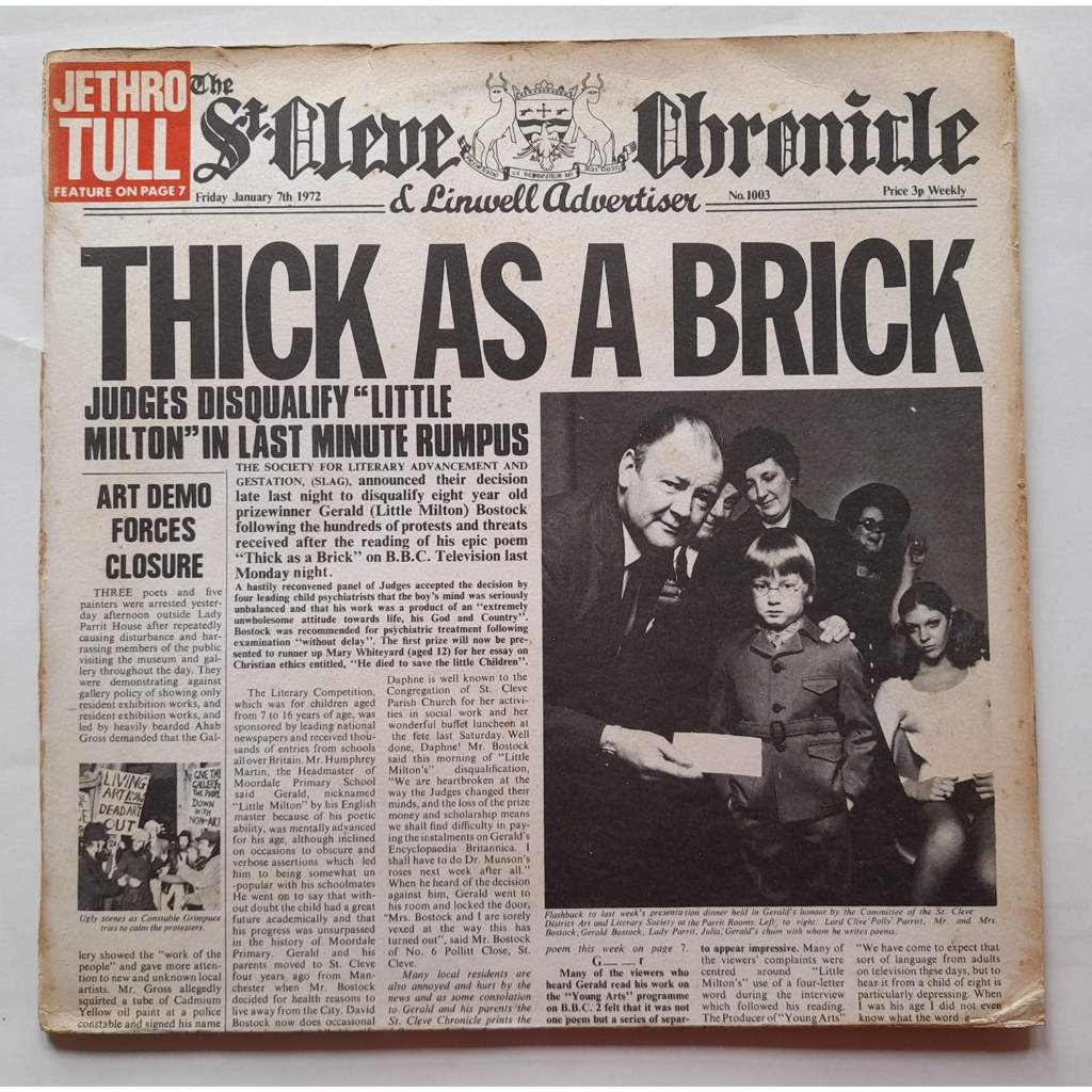 JETHRO TULL LP IMPORTADO USADO THICK AS A BRICK 1972 JORNAL COMPLETO ...